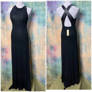NEW📌Sugarlips XS Deep Back Neckline Maxi Dress with Faux Leather Straps